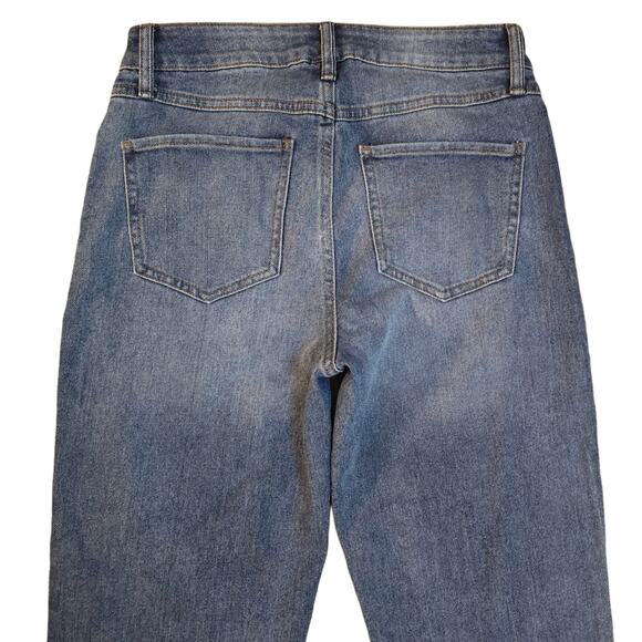 Button Fly ReWash Jeans Size 5 / 27 High Rise Crop Distressed Stretch Denim - Picture 8 of 9